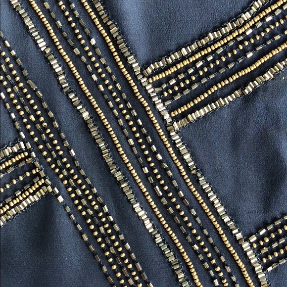 Navy Silk beaded Club Monaco Top - Picture 5 of 5